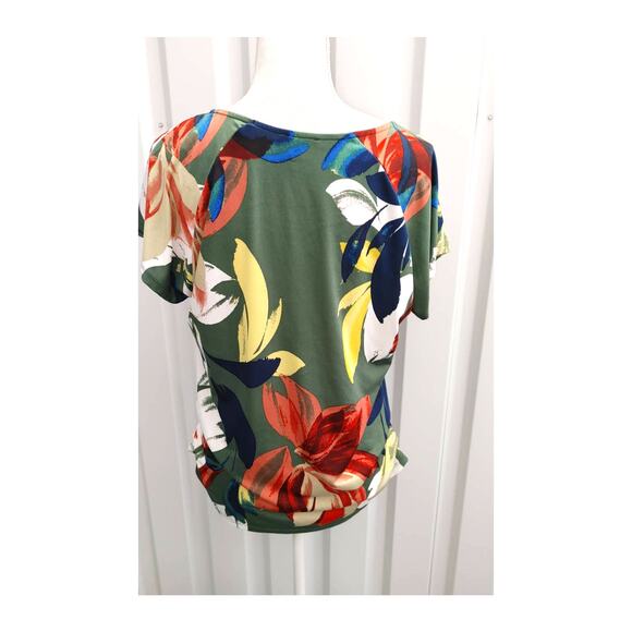 AUW Blouse Top Floral Cinched Multicolor Large - Picture 3 of 5